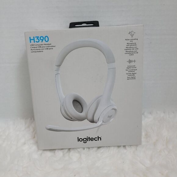Logitech  H390  USB A Computer Headset with Noise Cancelling Microphone White - Picture 1 of 4